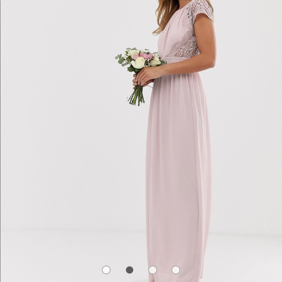 ASOS TFNC Exclusive Open Back Scalloped Lace Dress in Mink - Picture 2 of 4